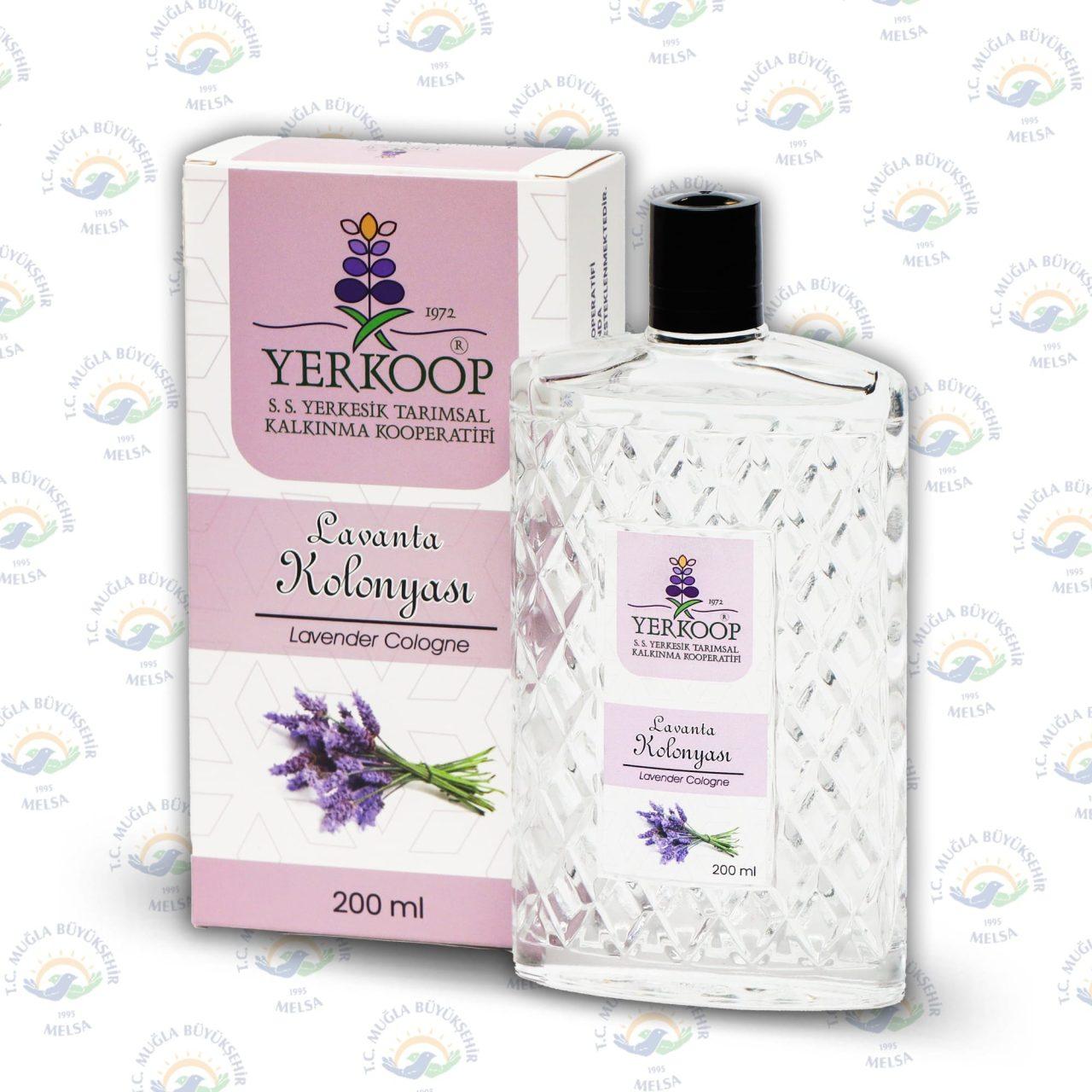 yer-koop-kolonya-200-ml-cam-şişe-desenli 200 ml Desenli Cam Şişe S.S. Yerkesik Tarımsal Kalkınma Kooperatifi Lavanta Kolonyası
