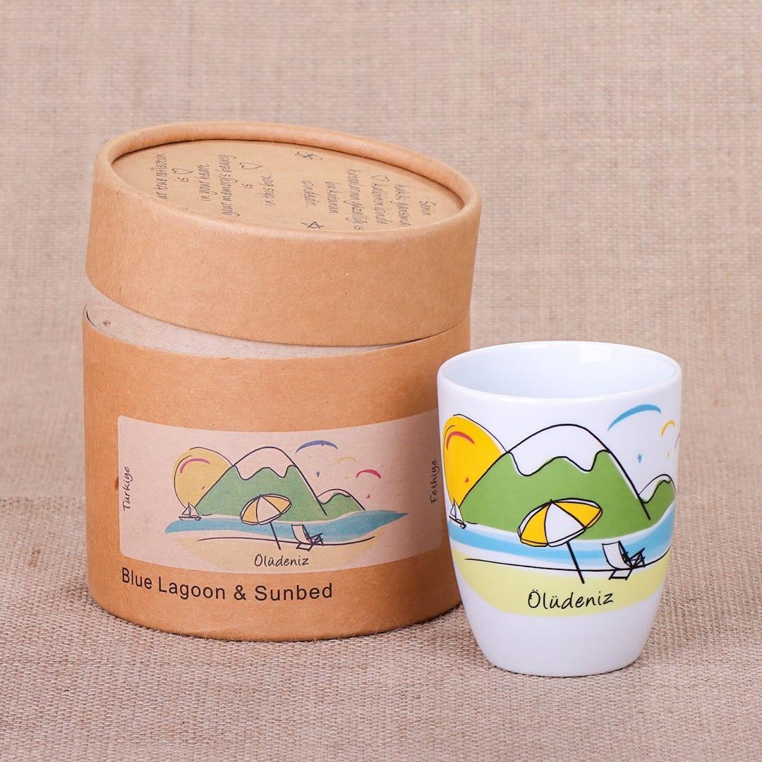 mugblas1 MELSA Blue Lagoon & Sunbed Tasarımlı Porselen Mug - Görsel 1