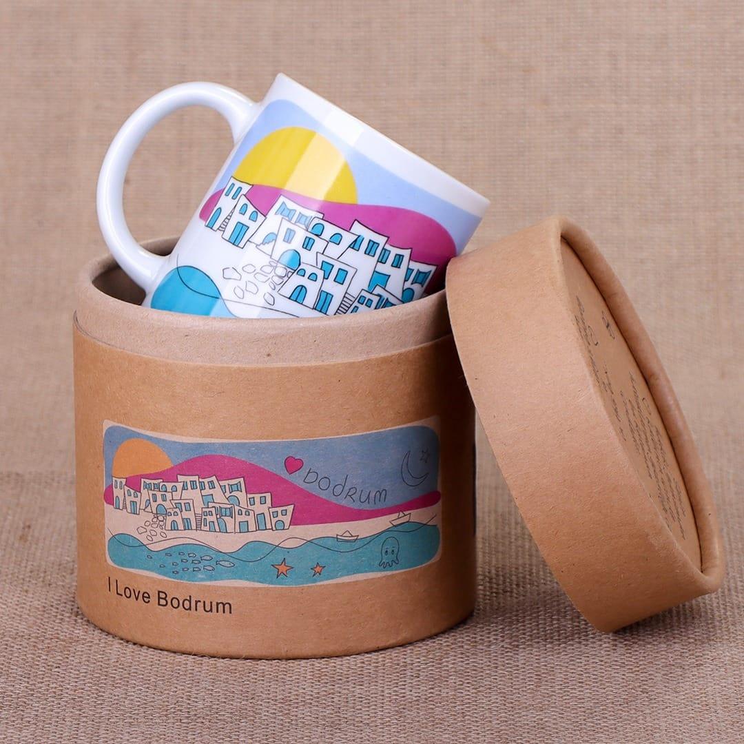 mugilb3 MELSA I Love Bodrum Tasarımlı Porselen Mug - Görsel 1